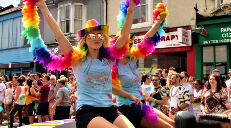 Revelers at Brighton Pride