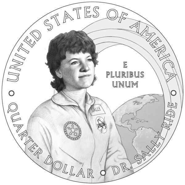 Reverse side of quarter to commemorate Dr. Sally Ride (Photo Credit: U.S. Mint)