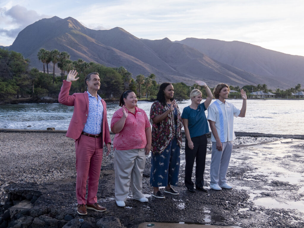 Murray Bartlett, Jolene Purdy, Natasha Rothwell, and Lukas Gage (Photo Credit: Mario Perez / HBO)