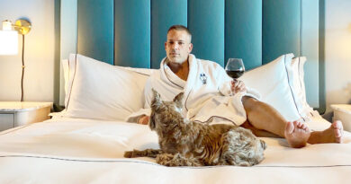 Carlos Melia with his dog Bruna at Mr C. Miami - Coconut Grove (Photo Credit: Carlos Melia)