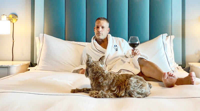 Carlos Melia with his dog Bruna at Mr C. Miami - Coconut Grove (Photo Credit: Carlos Melia)