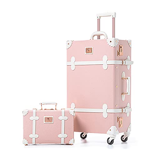 CO-Z Vintage Luggage Set Pink For Travel