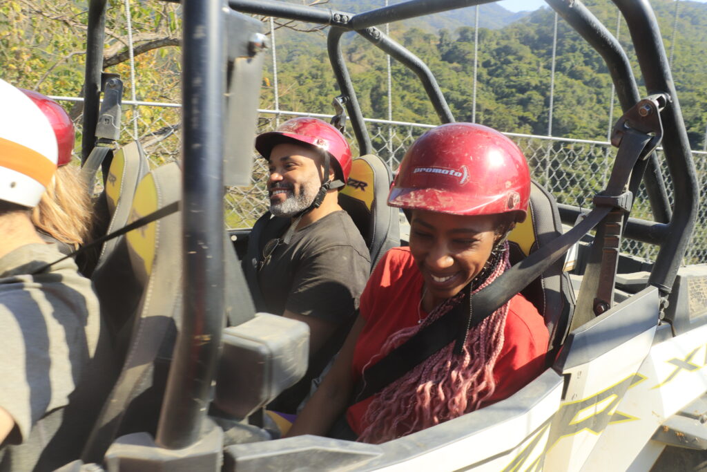 Laughter and fun after crossing the Jorullo Bridge at Canopy River Park