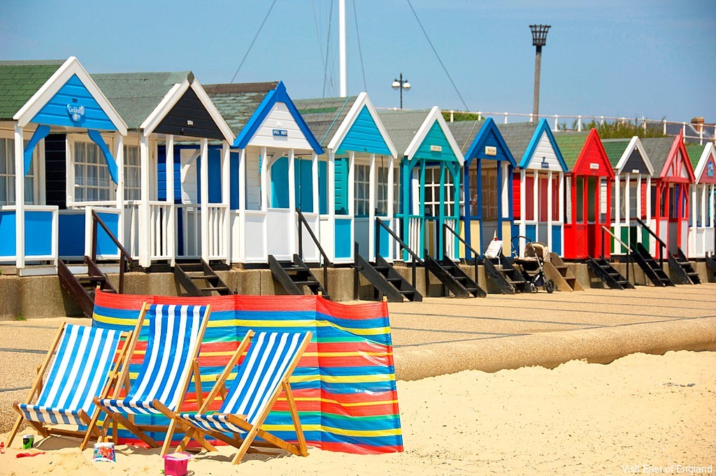 Beach huts in Southwold, a small town on the Suffolk coast. (Photo Credit: Visit East of England)