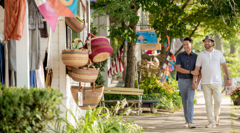 Gay couple walking in Downtown Saugatuck, Michigan (Photo Credit: Craig Watson)