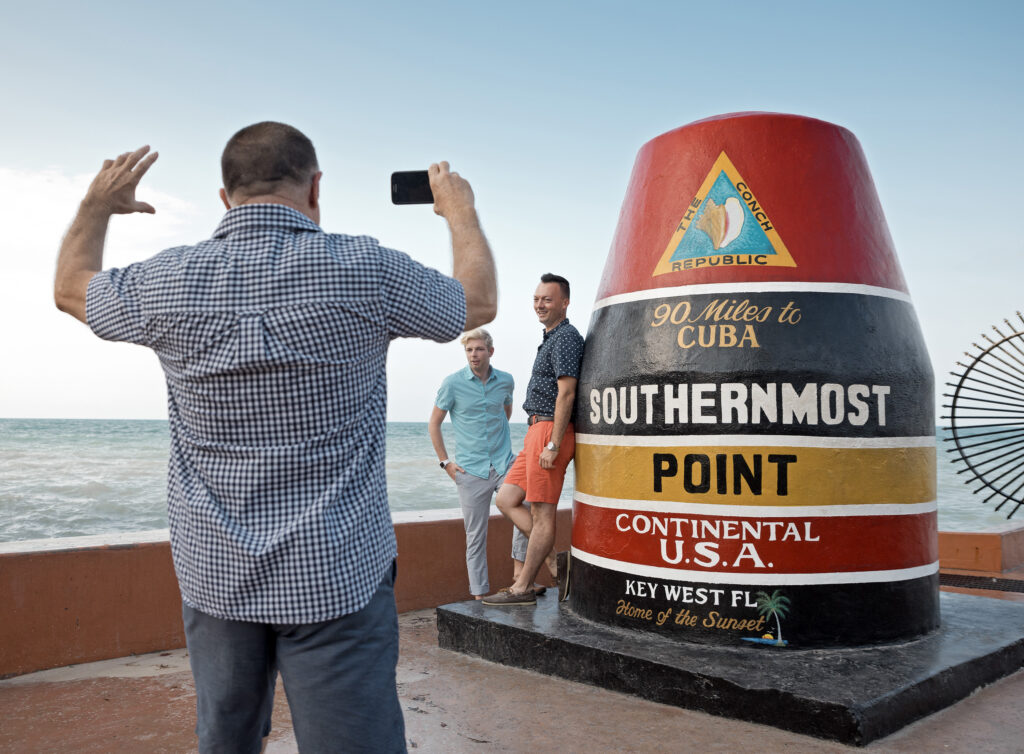 Key West's Southernmost Point marker is one of the most popular photographic icons in the Florida Keys. (Photo Credit: Mike Freas/Florida Keys News Bureau)