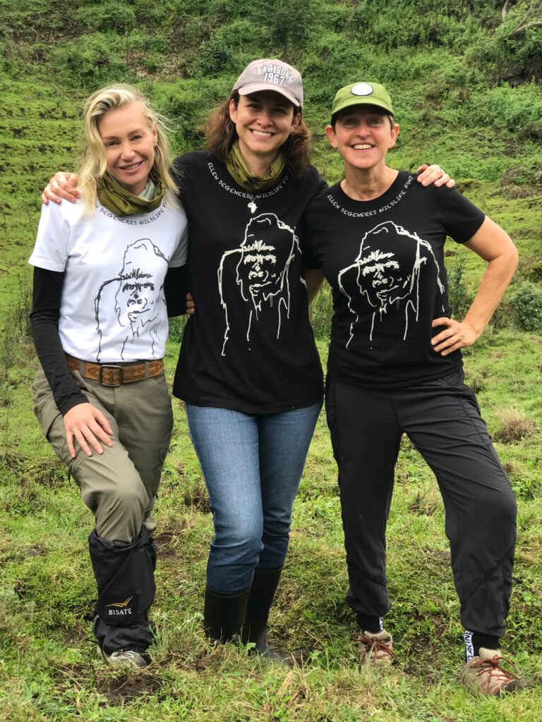 Ellen DeGeneres, Portia de Rossi and Dr. Tara Stoinski (Photo Credit: The Ellen Fund)