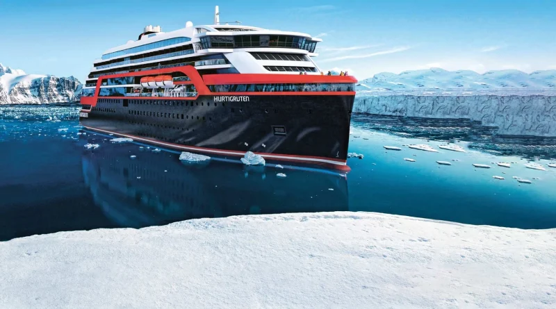 Hurtigruten's new hybrid vessel “Roald Amundsen” (Photo Credit: Hurtigruten)