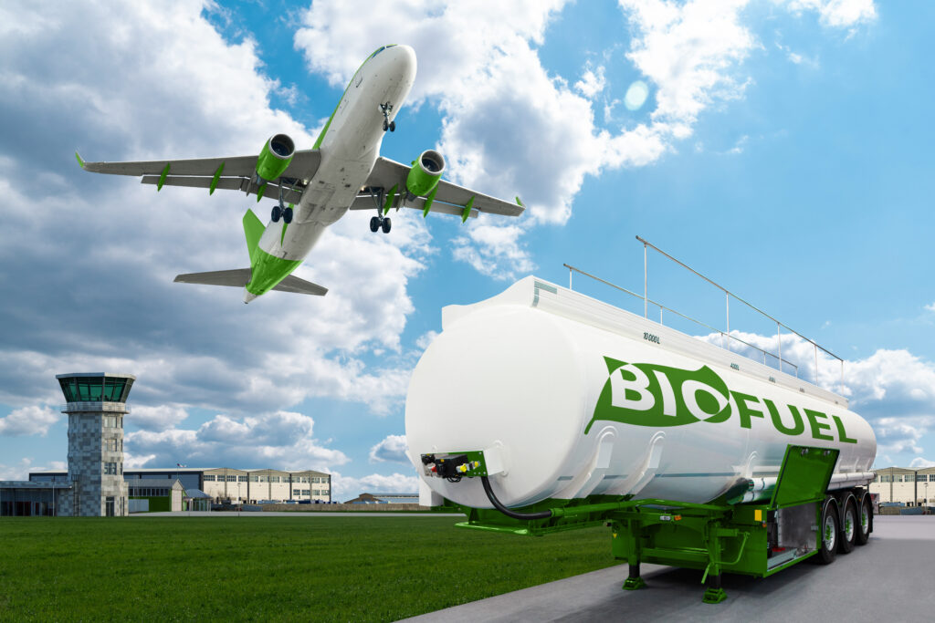 Airlines are starting to use new sources of energy, like biofuel, to reduce CO2 emissions. (Photo Credit: Scharfsinn86 / iStock)