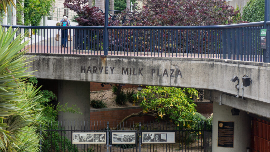Harvey Milk Plaza sign outside subway entrance in Castro (Photo Credit: Taner Muhlis Karaguzel/Shutterstock)