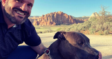 Stephen Ekstrom and his dog Rudy at Zion National Park (Photo Credit: Stephen Ekstrom)