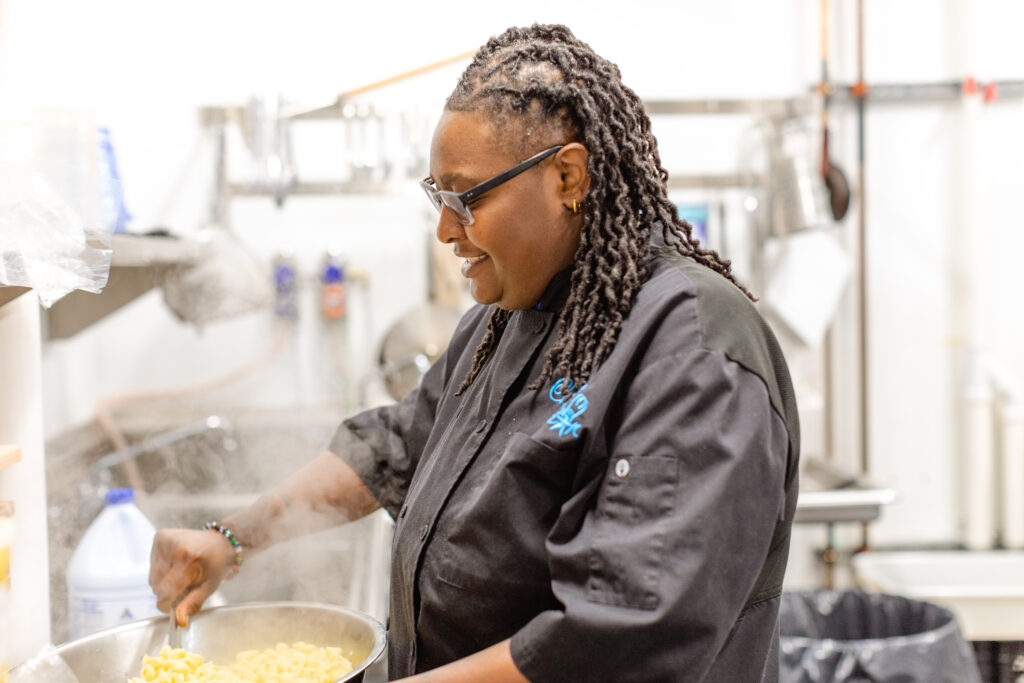 Chef Star Maye at work in the kitchen at Anzie Blue restaurant (Photo Credit: Star Maye / Anzie Blue)