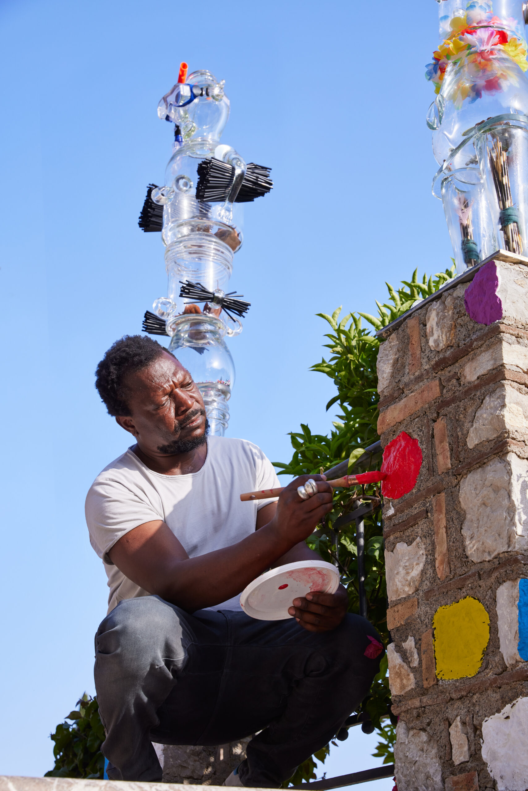 Cameroonian artist Pascal Marthine Tayou's garden installation at the Grand Hotel Timeo in Sicily (Photo Credit: Belmond)