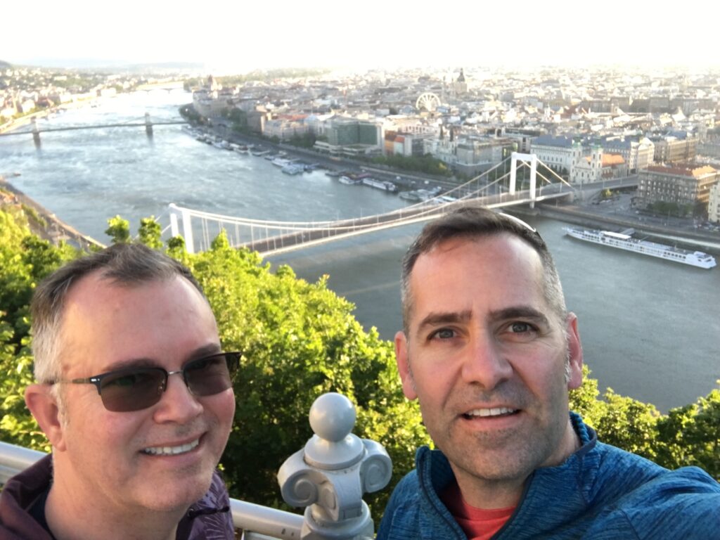 Stephen and Eric on Gellert Hill in Budapest, Hungary (Photo Credit: Eric Hope and Stephen Poole)