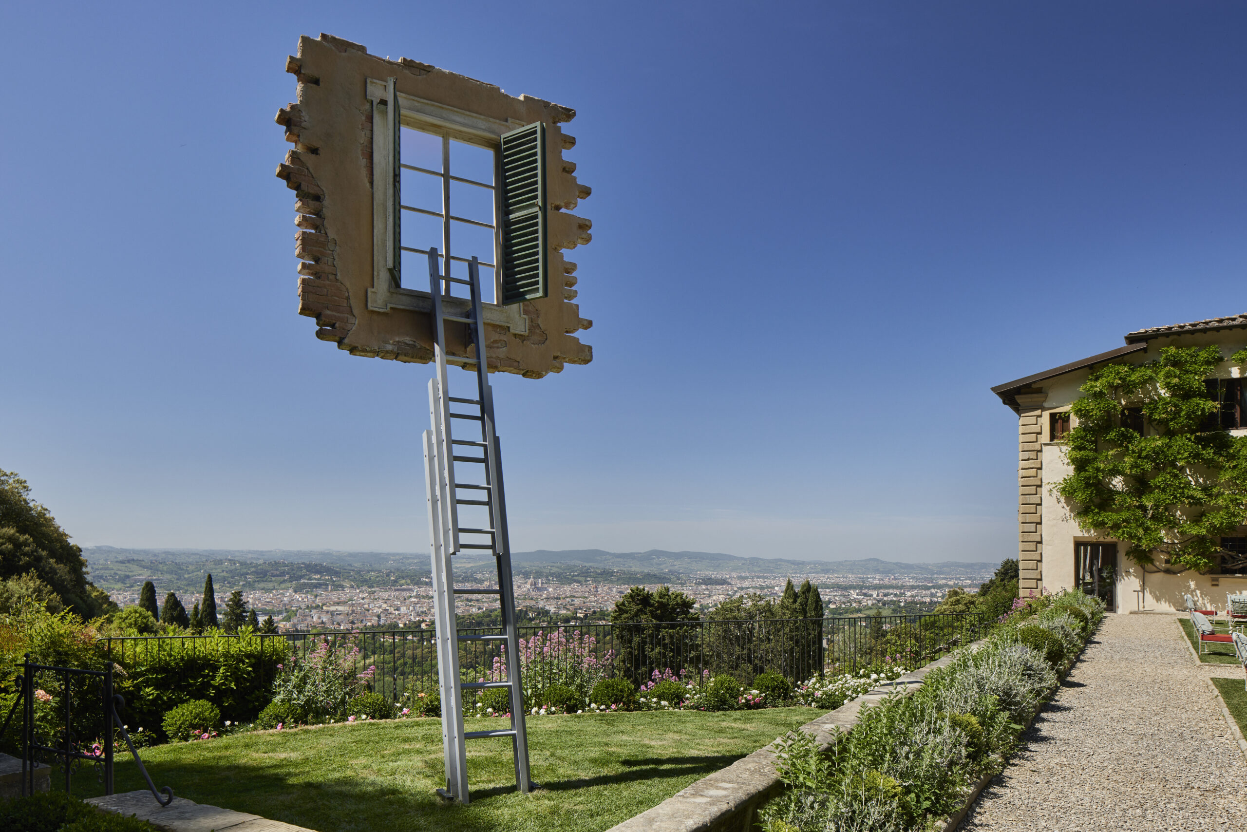 Argentinian artist Leandro Erlich's "Window & Ladder" at teh Villa San Michele in Florence (Photo Credit: Belmond)