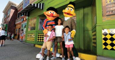 LGBTQ+ families will feel welcomed at theme parks like Sesame Place with Bert and Ernie (Photo Credit: Sesame Place)