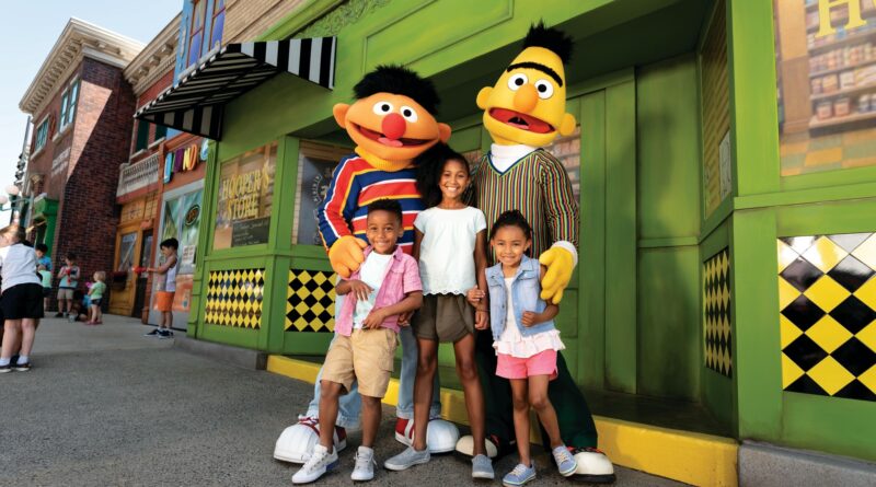 LGBTQ+ families will feel welcomed at theme parks like Sesame Place with Bert and Ernie (Photo Credit: Sesame Place)