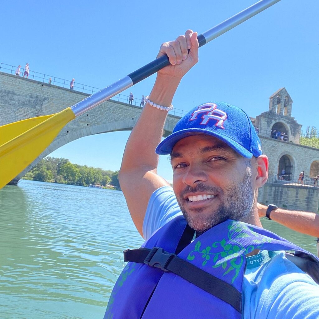 Ernest White II takes a selfie while kayaking underneath the Pont d'Avignon. (Photo Credit: Ernest White II)