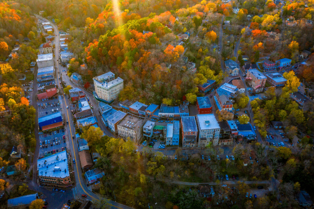 Aerial of Eureka Springs, Arkansas (Photo Credit: Eureka Springs City Advertising & Promotion Commission)