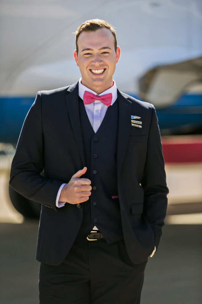 In-charge Flight Attendant on FlySafair Johannesburg South Africa (Photo Credit: Kyle Viljoen)