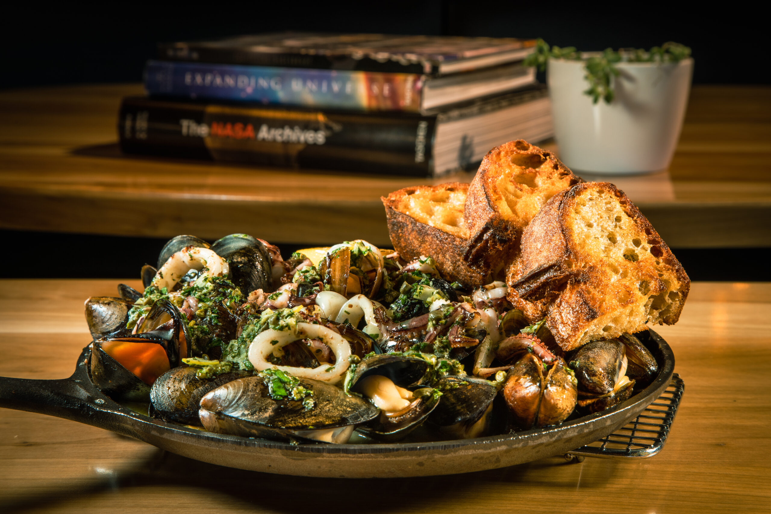 Plancha of Mussels and Calamari (Photo Credit: Nick Hui / The Ameswell Hotel)