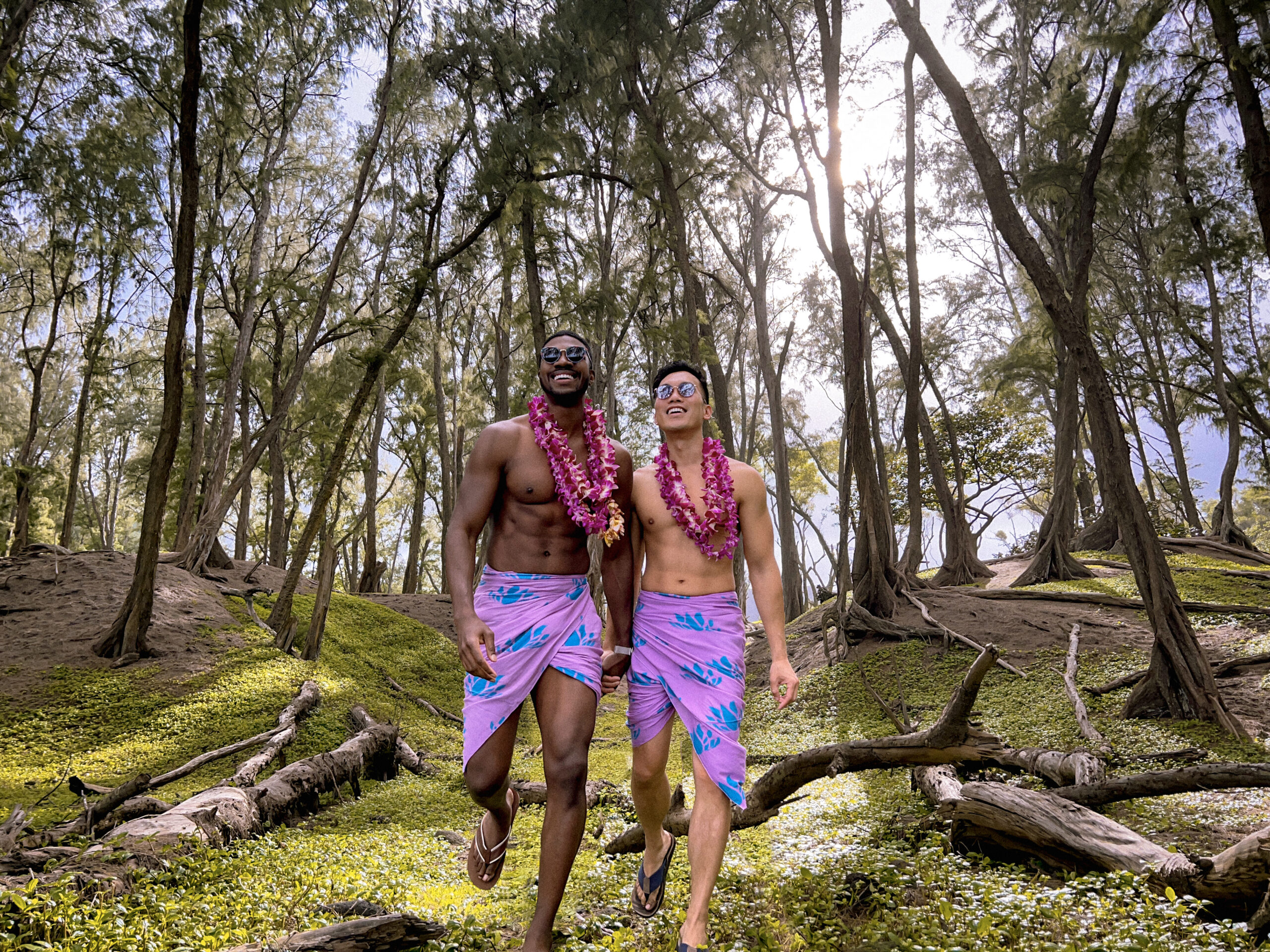 Teraj with his boyfriend Barry Hoy in Pololu, Hawaii (Photo Credit: Teraj)