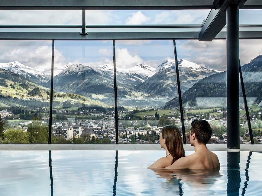 Panorama pool at Lebenberg Schlosshotel in Kitzbühel, Austria (Photo Credit: Lebenberg Schlosshotel)