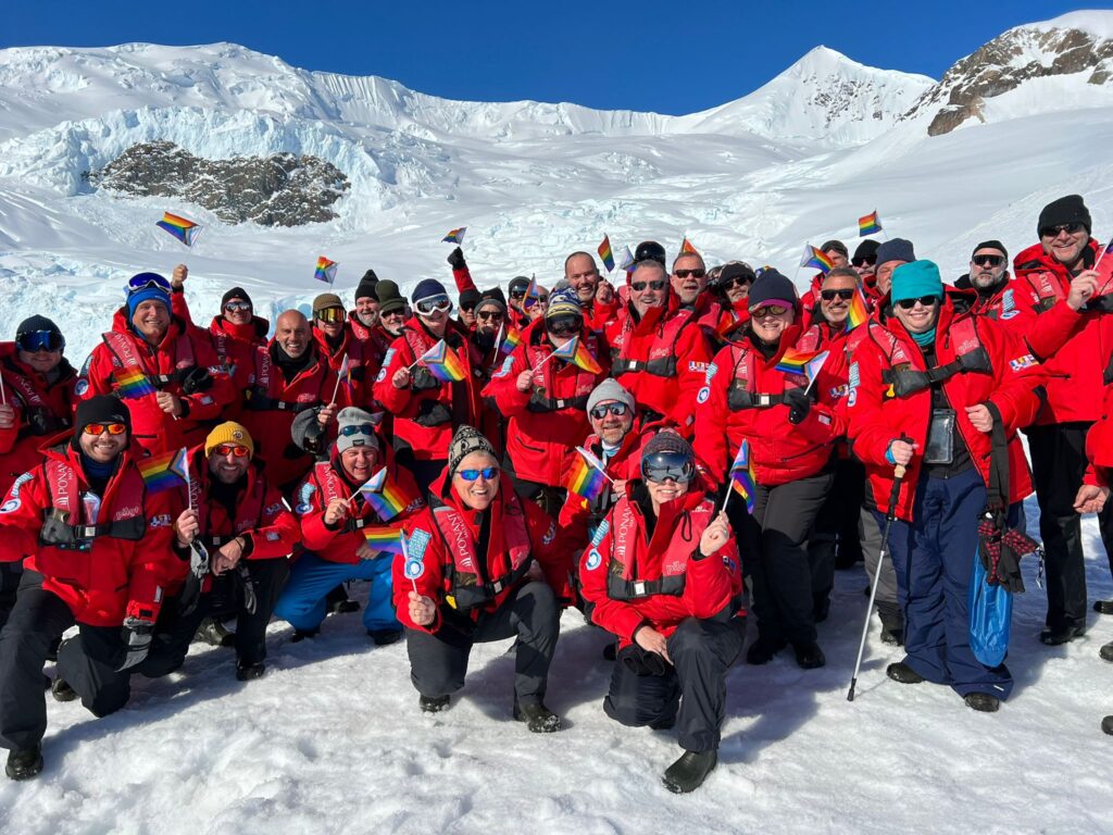 Members of the first all LGBT+ cruise expedition to Antarctica (Photo Credit VACAYA)