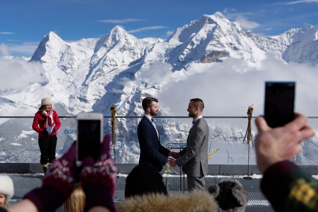 Same-Sex Destination Wedding in Winter in the Jungfrau Region (Photo courtesy of Switzerland Tourism)