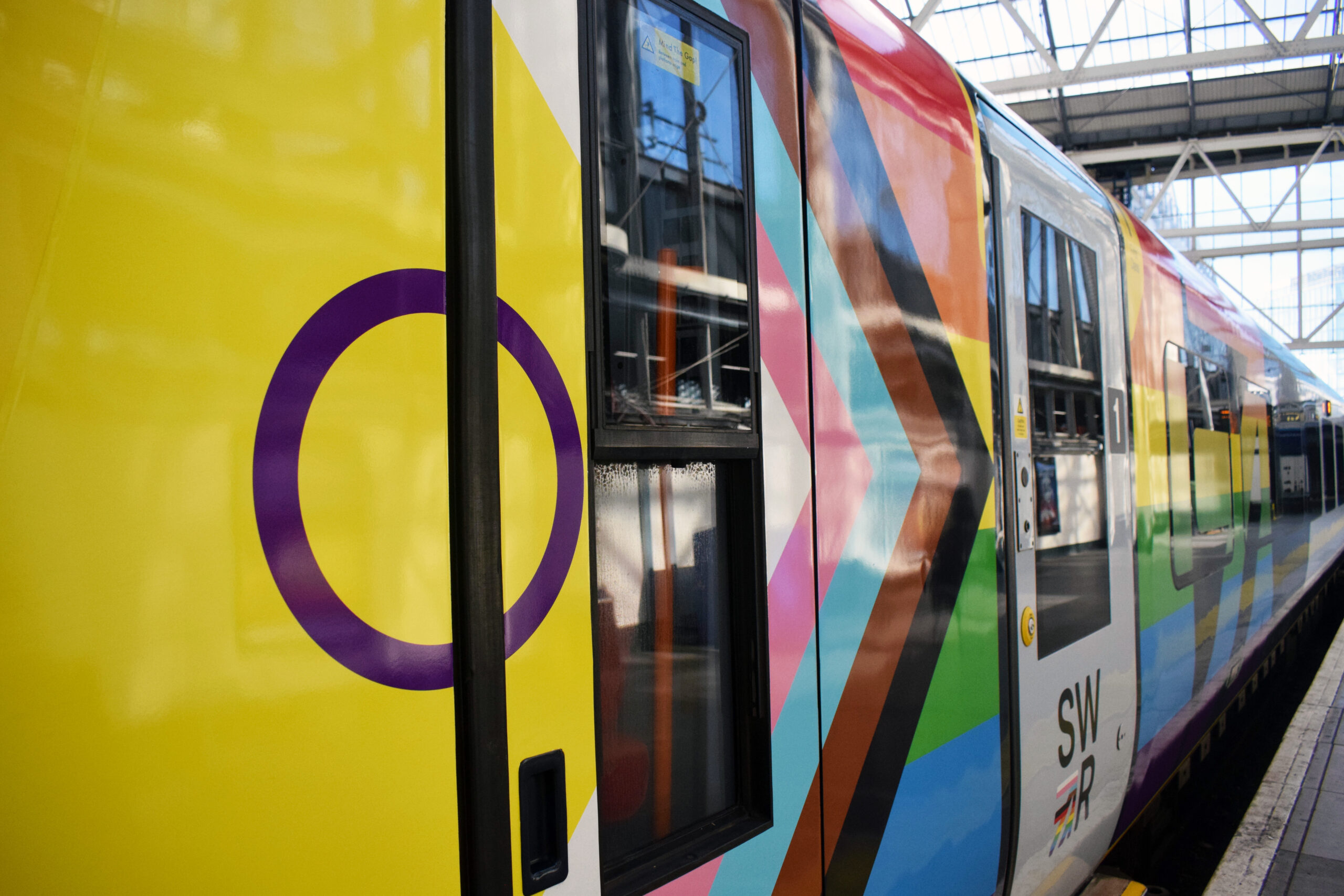 SWR's debuts Intersex-Inclusive Pride Train with its Progressive Pride flag design. (Photo Credit: South Western Railway)