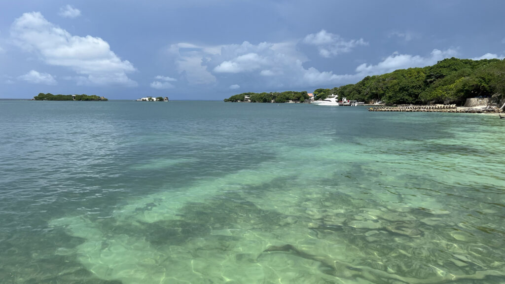View from the snorkeling boat of the crystal-clear water surrounding the Rosario Islands (Photo Credit: Paul J. Heney)