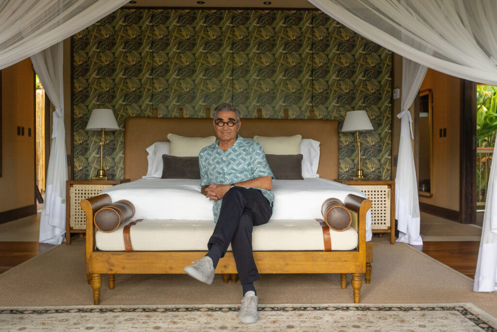 Eugene Levy stays at Nayara Tented Camp while visiting Costa Rica. (Photo Credit: The Reluctant Traveler / Apple TV+)