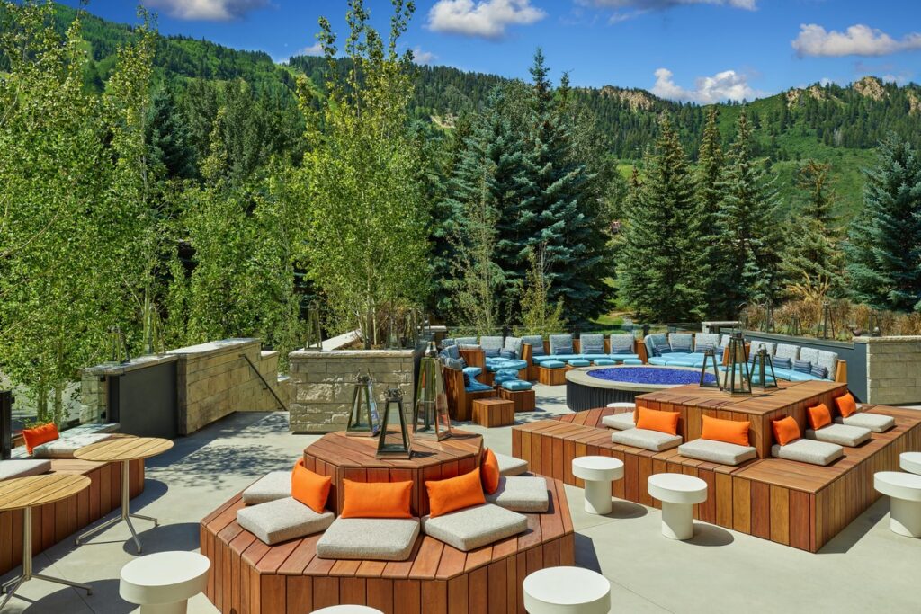 W Aspen Living Room Terrace (Photo Credit: W Aspen Hotel)