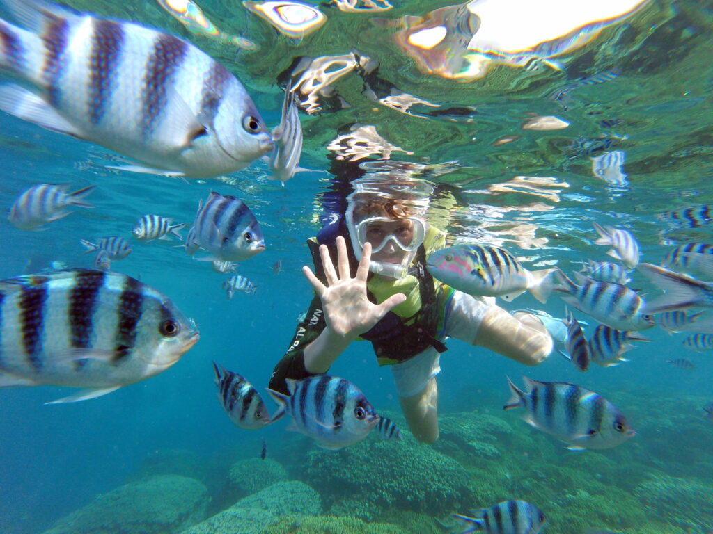 Mikah Meyer snorkeling in Guam. (Photo courtesy of Mikah Meyer)