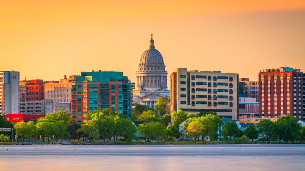 Skyline of Madison, Wisconsin from Lake Monona (Photo Credit: Sean Pavone / Shutterstock)