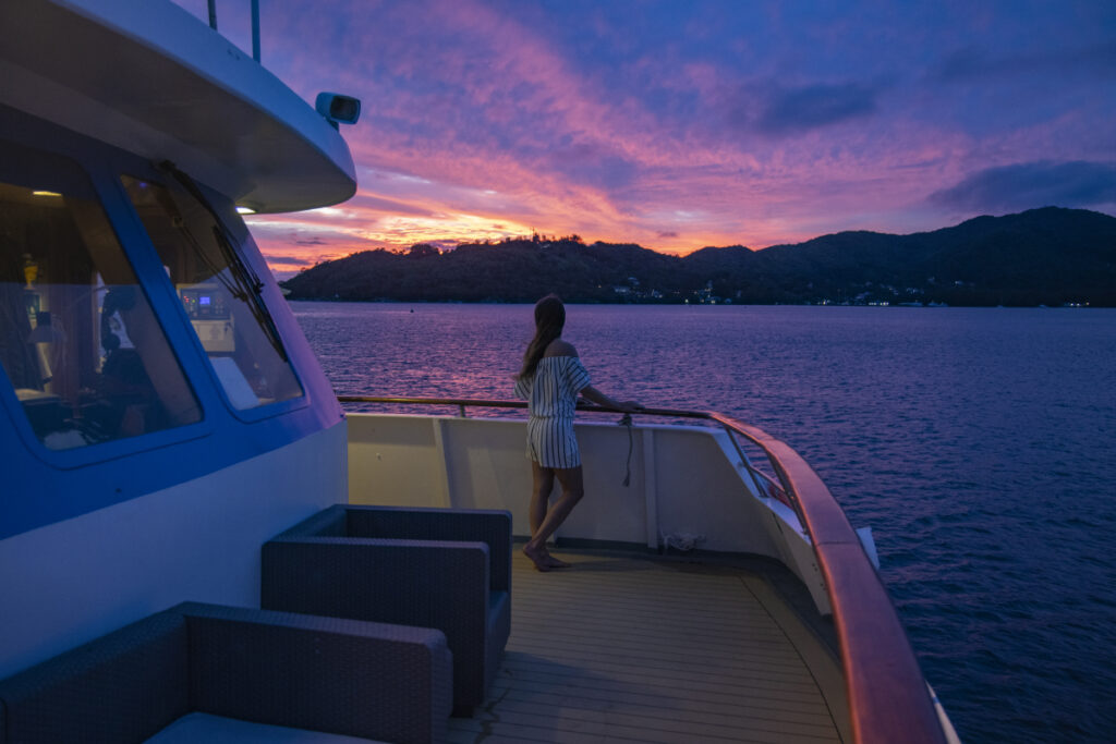 Magical sunset clouds at dusk near Curieuse Island, Seychelles (Photo Credit: Variety Cruises)