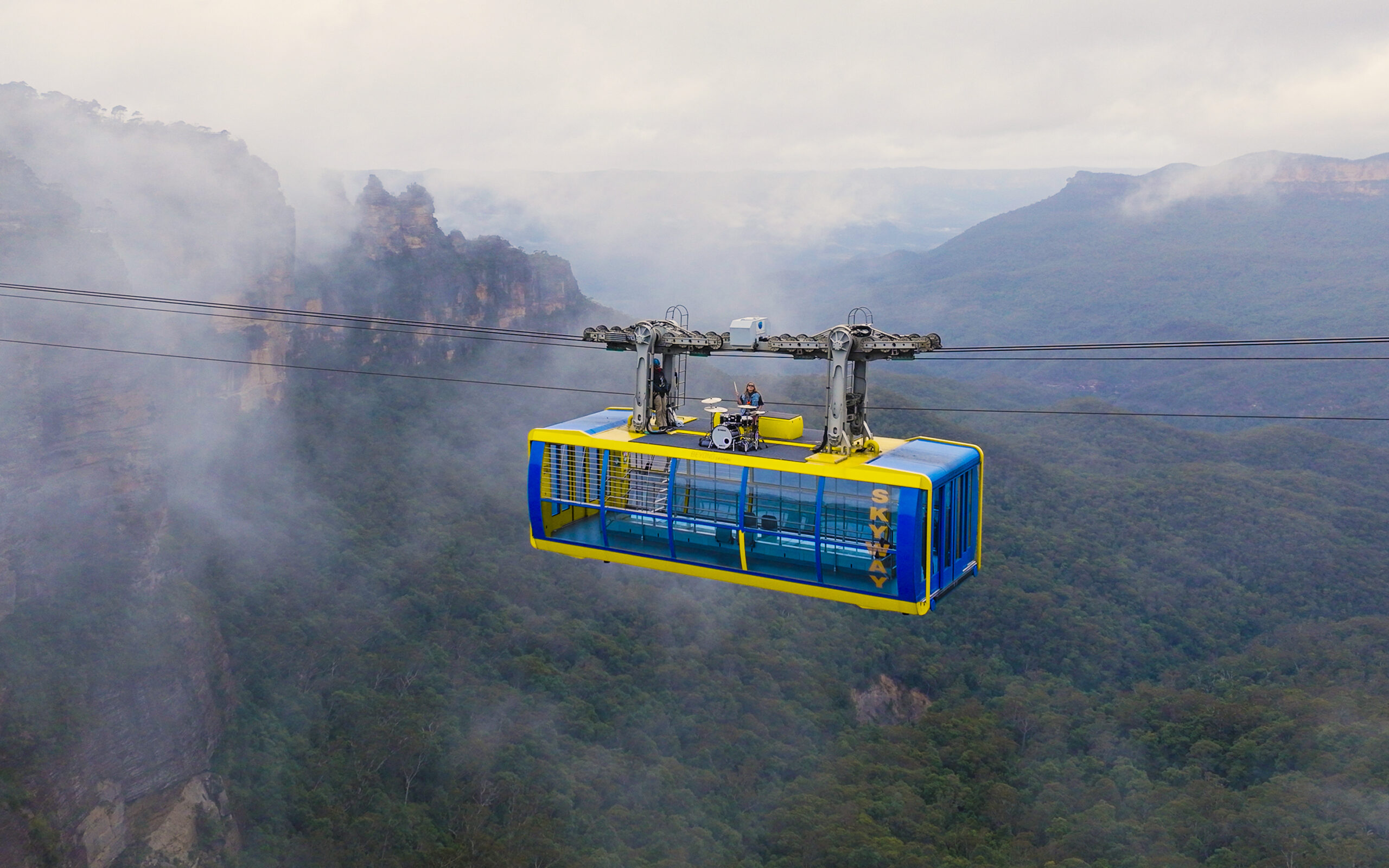 G Flip atop a cable car in the Blue Mountains for her new video, "Drummer." (Photo Credit: Destination NSW)