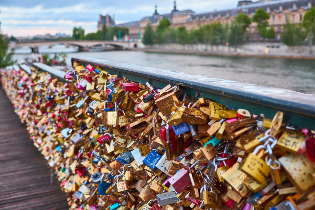 Pont des Arts also known as the Locks of Love Bridge in 2015 (Photo Credit: Nielskliim / Shutterstock)