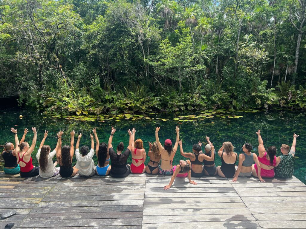 Queer women at a private cenote (Photo courtesy of Lindsay Cale)