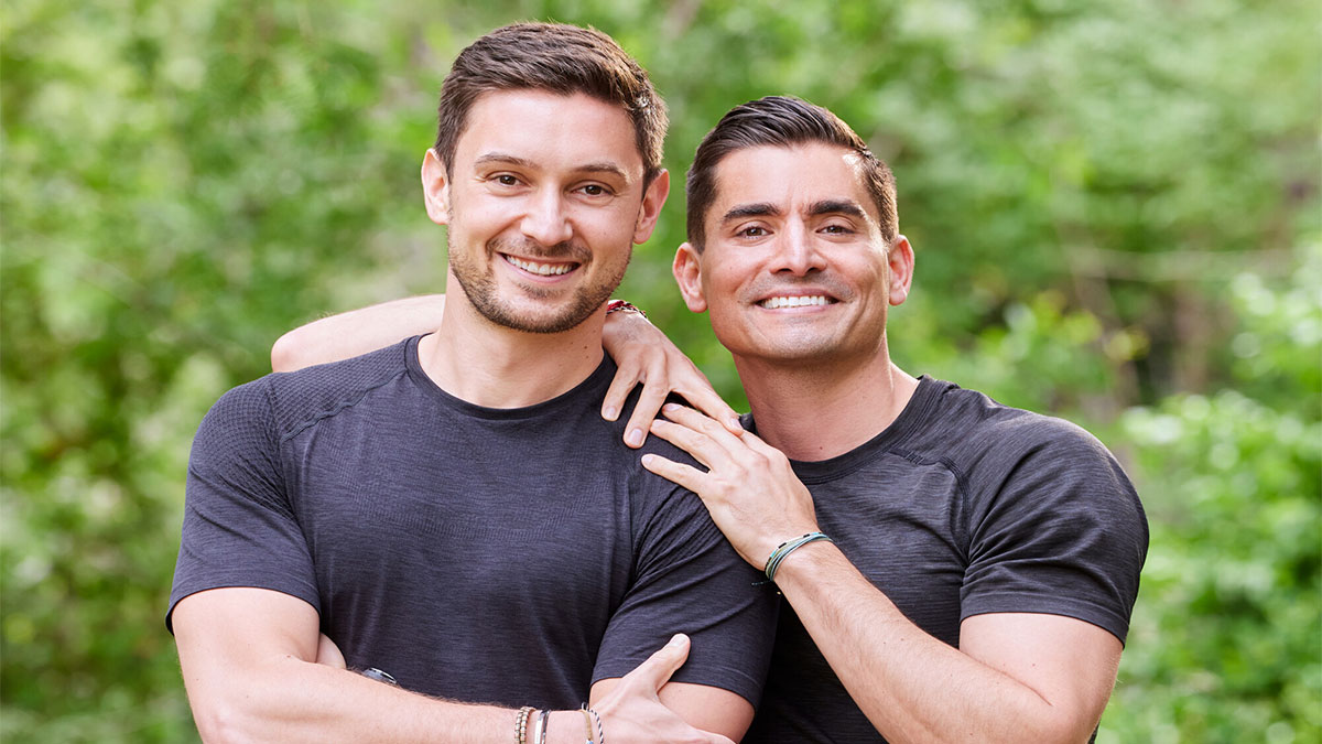 Engaged couple Joe Moskowitz and Ian Todd on Season 35 of "The Amazing Race," which premieres on Wednesday, Sept. 27,2023. (Photo Credit: Sonja Flemming/CBS)