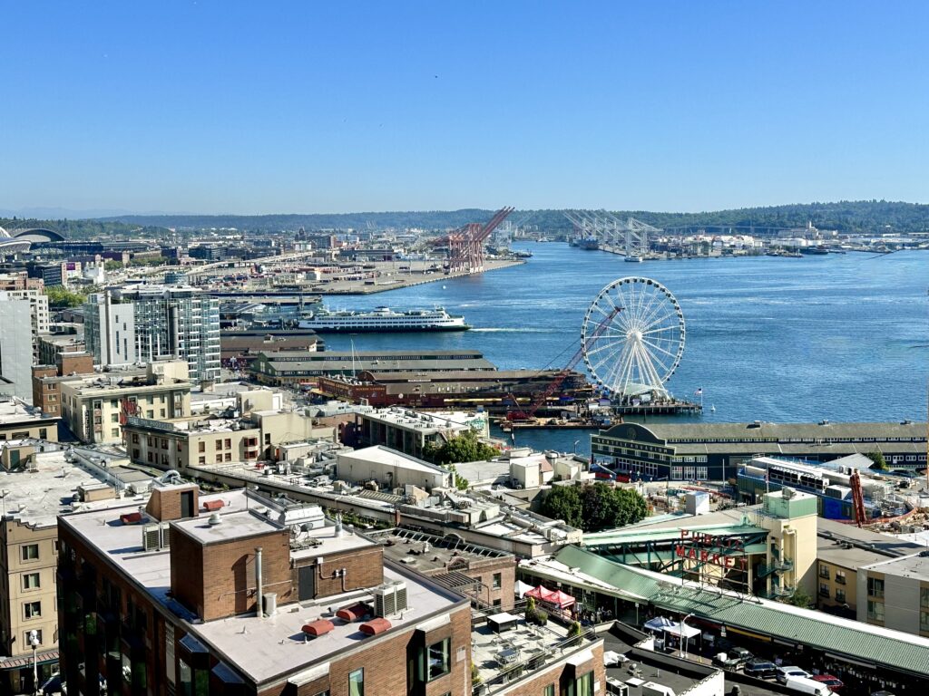 Seattle Waterfront from The Nest a rooftop bar (Photo Credit: Jon Bailey)