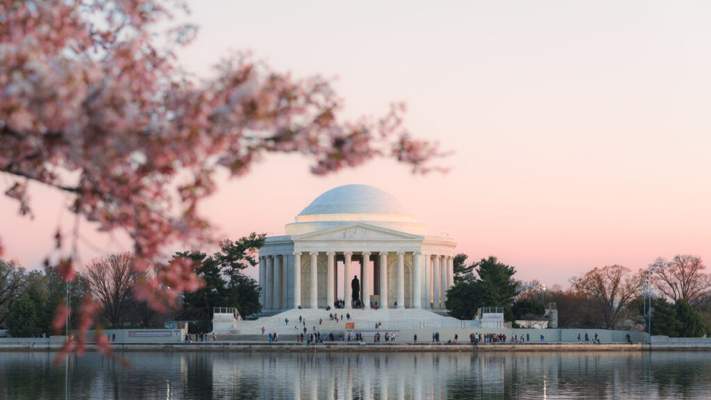 Cherry Blossoms at the Jefferson Memorial and Tidal Basin (Photo Credit: Washington.org)