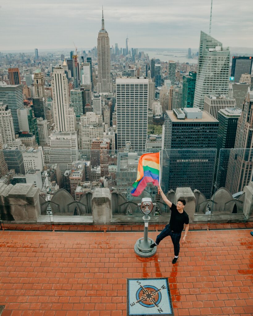 Pride Flag at Top of the Rock (Photo Credit: Lindsay Cale)