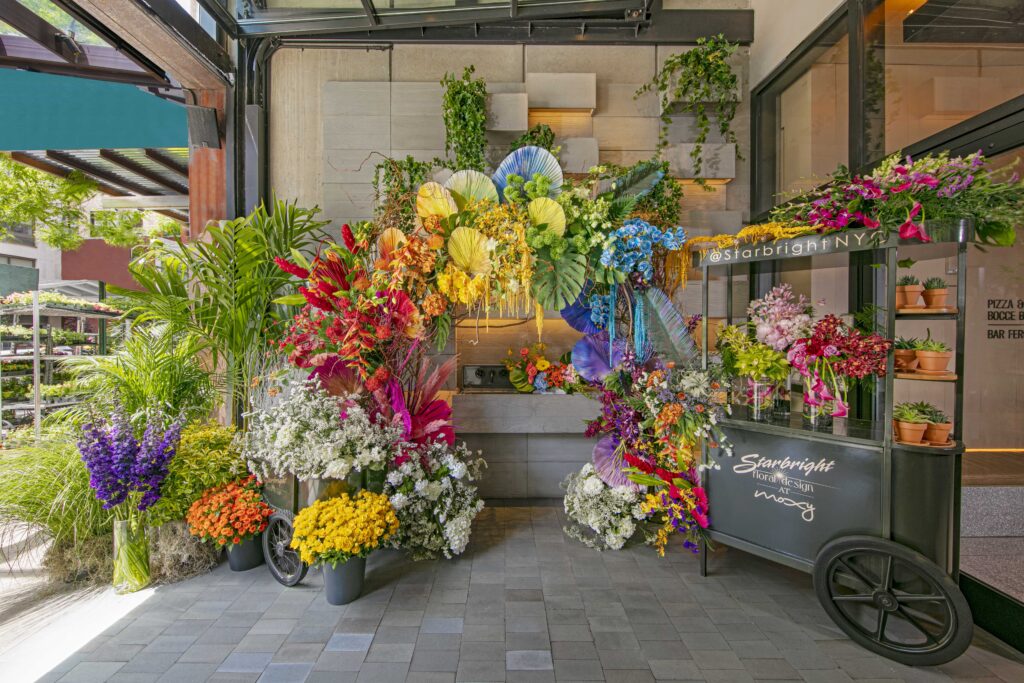Rainbow flowers at Moxy during NYC Pride (Photo Credit: Moxy)