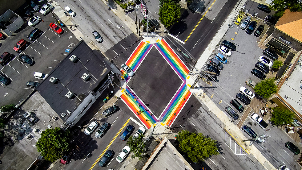 Atlanta Rainbow Crosswalk in Midtown (Photo Credit: Christopher Watkins)