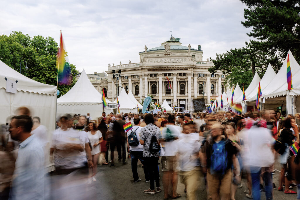 Rainbow Pride in Rathausplatz Burgtheater in Vienna (Photo Credit: Paul Bauer / Vienna Tourism)