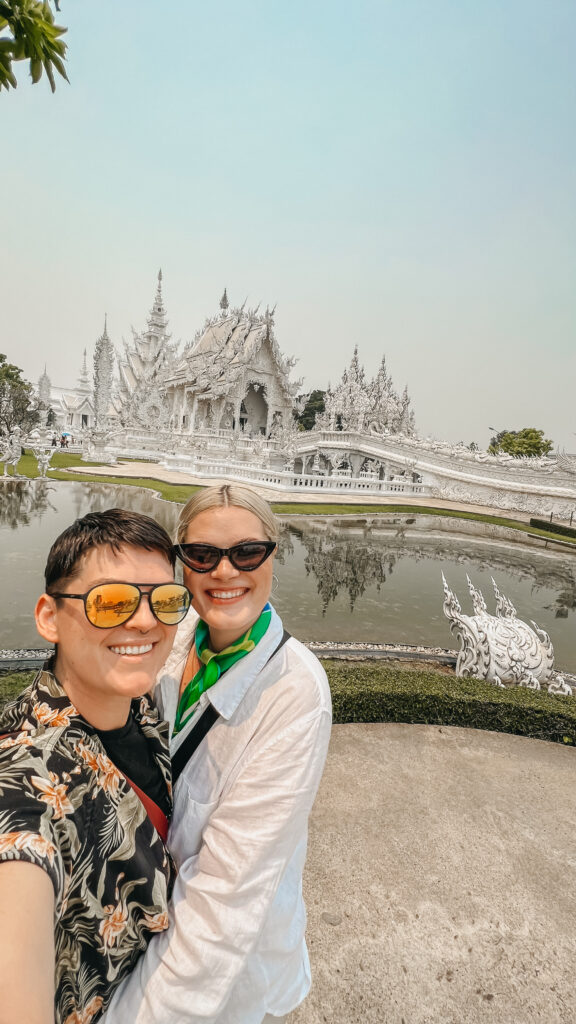 Courtney and Liz at Wat Rong Khun (White Temple) in Pa O Don Chai, Thailand (Photo Credit: Courtney Vondran) 