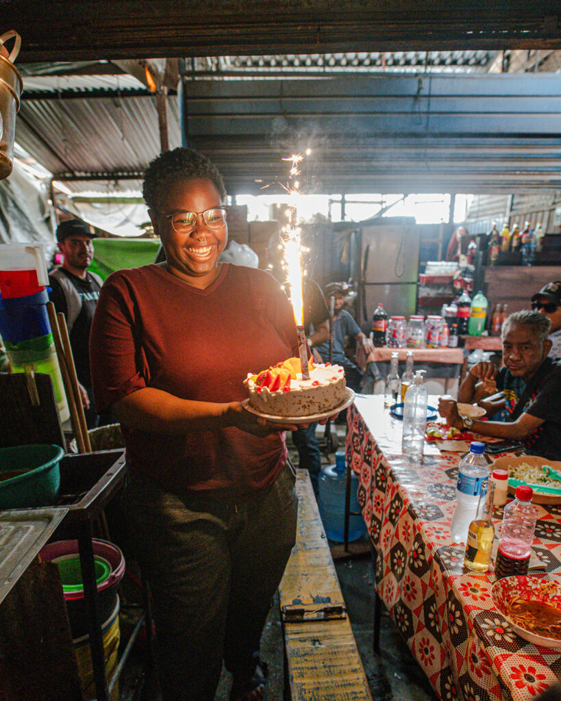 Ami King on a walking food tour in Oaxaca, Mexico (Photo Credit: @dabeatlo)