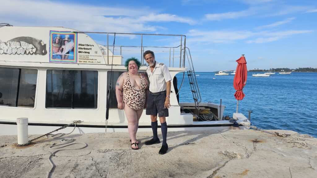 Chaya Milchtein with Greg Hartley after helmet diving (Photo Credit: Jodyann Morgan)