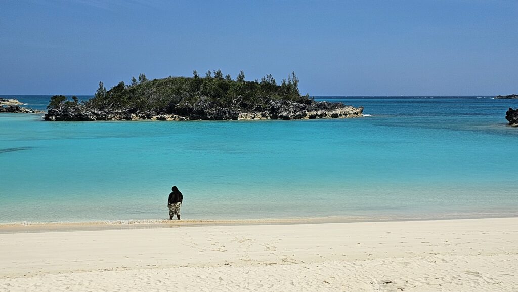 Milchtein's wife, Jodyann Morgan at Bermuda Beach (Photo Credit: Chaya Milchtein)